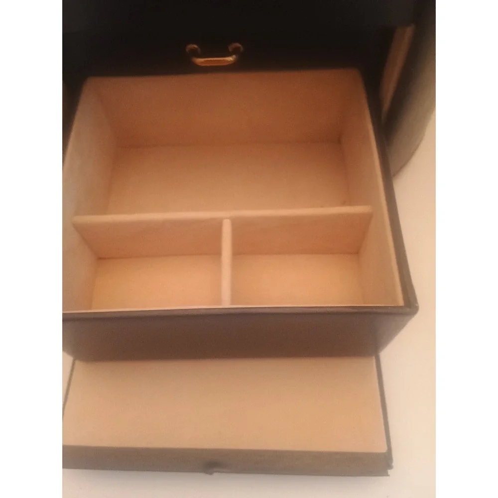 Multi tier leather jewelry box with drawers & mirror